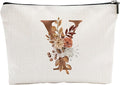 YKYENR A-Z Boho Personalized Cosmetic Bag-Floral Cotton Letter Makeup Bag With Zipper-Artistic Cosmetic Bag For Travel-Bride,Birthday Gift For Women Daughter Friends-Women Makeup Organizer-A25