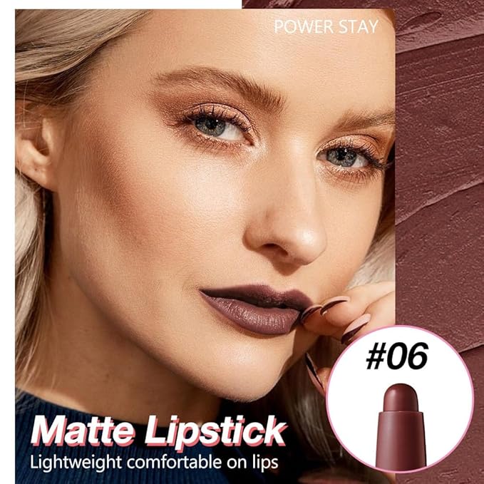 JUAAZIN Maroon Matte Lipstick Lip Liner Pencil Crayon - High Pigment Creamy Formula, Waterproof Long Lasting, Non-Sticklipstick, Ultra Thin Lightweight Velvet Matte Lip Feel for Women 06#