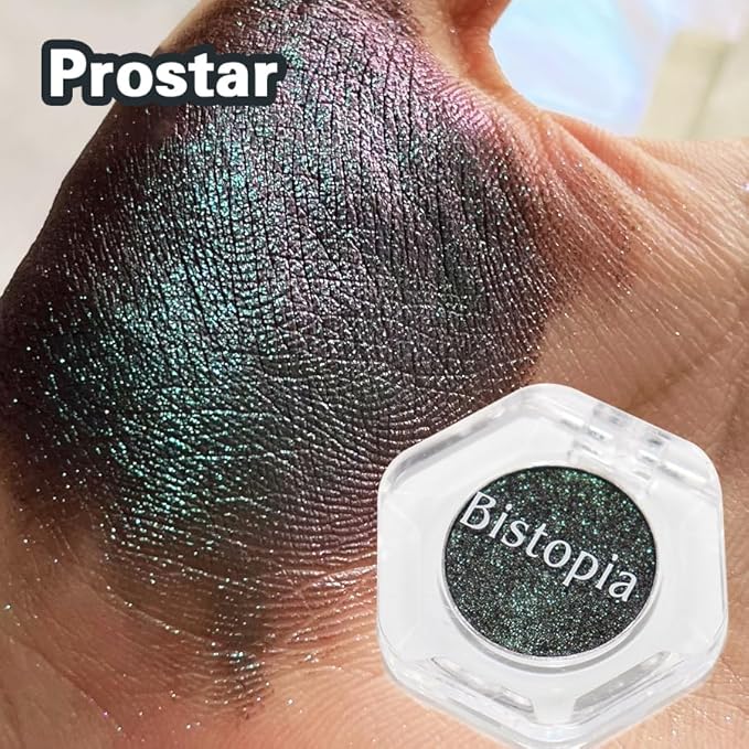 Bistopia Holographic Glitter Single Eyeshadow, Pearlescent Shimmer Metallic Cream Powder Eye Makeup, Blendable Long Lasting Waterproof, Multi-Use Face Highlighter, 2g. (Prostar)