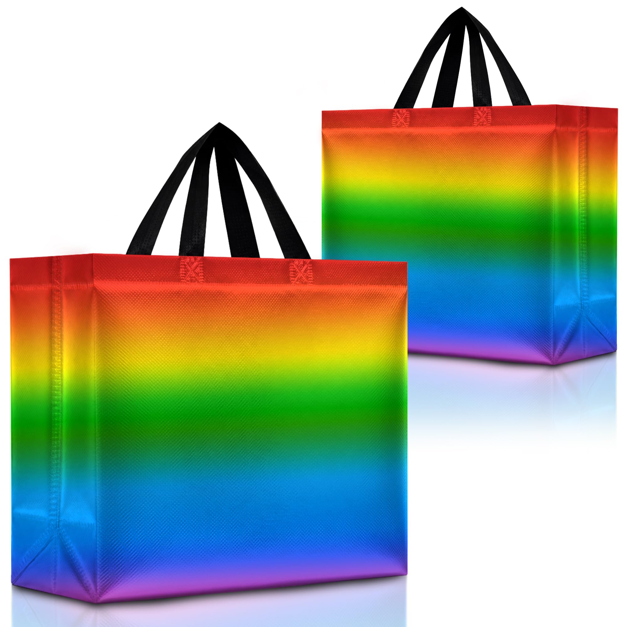 Nush Nush Large Rainbow Gift Bags with Handles, 13 x 5 x 11, Set of 12