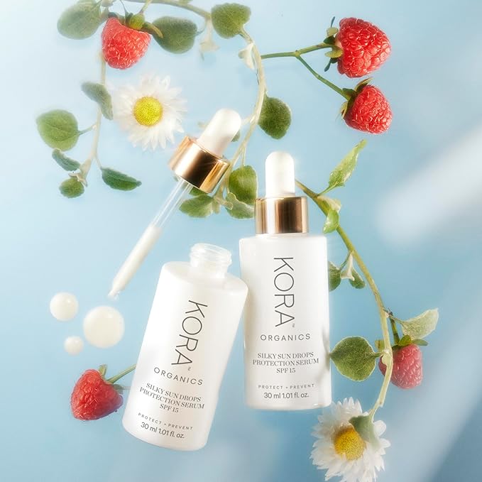 KORA Organics Silky Sun Drops Mineral Sunscreen SPF 30, Lightweight Face Sunscreen Serum with Non-Nano Zinc Oxide, Blue Light & Broad-Spectrum UVA/UVB Protection, No White Cast, Reef-Safe, 1.01 fl oz