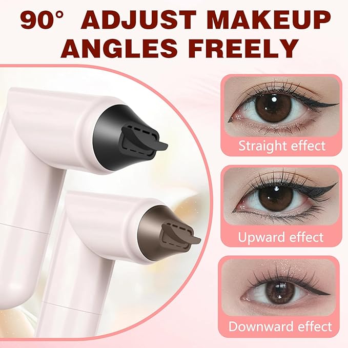 FUERHPSH 2pcs Winged Eyeliner Stamp Pen, Dual Head Rotating Eyeliner Stamp Pen, Quick-Dry, Long-Lasting, Smudge Proof & Waterpoof Liquid Eyeliners Stamp for Beginners (Black)