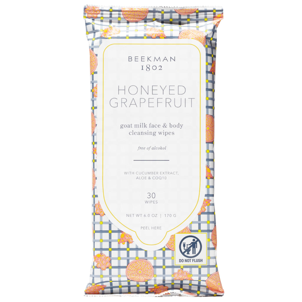 Beekman 1802 Goat Milk Face Wipes, Honeyed Grapefruit, 30 Count
