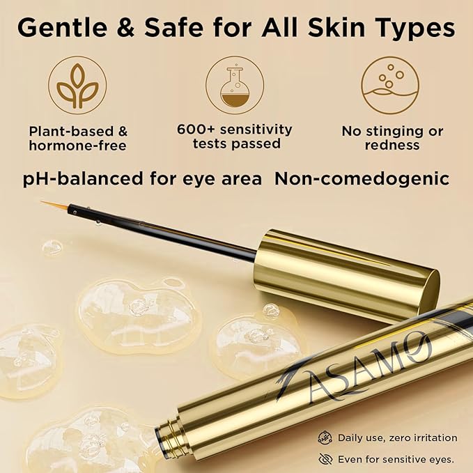 Eyelash & Eyebrow Growth Serum – 15 Plant Extracts for Longer, Denser & Fuller Lashes & Brows, Boosts Natural Hair Development,eyelash serum,Hypoallergenic Oil-Free,lash growth serum (Glossy Black)