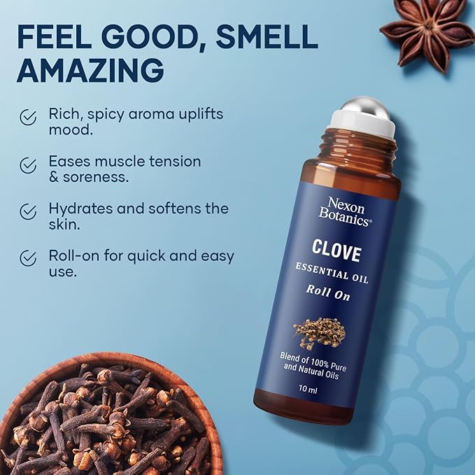 Clove Essential Oil Roll-On 10 ml for Skin, Teeth, Gums, and Aromatherapy