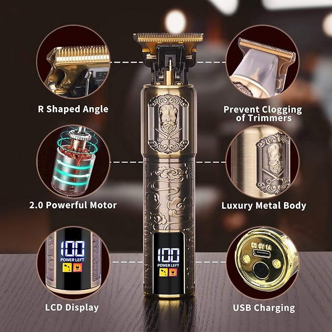 Ufree Beard Trimmer for Men, T-Blade Hair Clipper, Zero Gap Edger with LCD