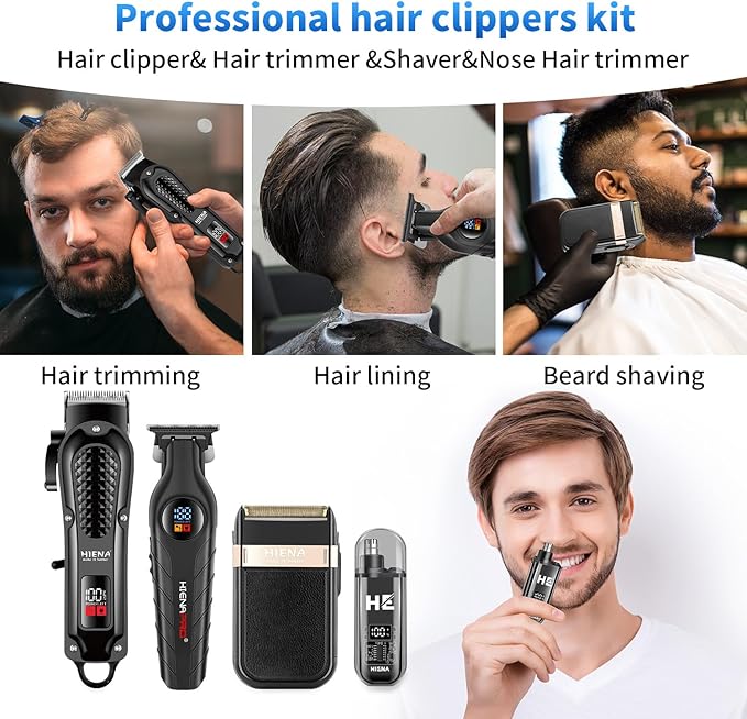 HIENA PRO Cordless Hair Clippers for Men, Barber Kit