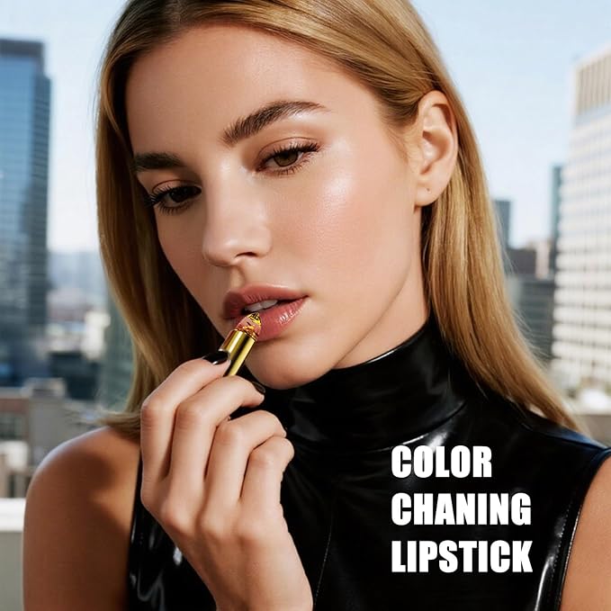 MOLAKS Transferproof Color Changing Lipstick with Gold Foil & 24H Moisturizing Glossy Shine – PH Reactive Long Lasting Mood Lipstick for Women, Deep Nourishment Lip Balm, Non-Fading Lip Gloss (1Pcs)