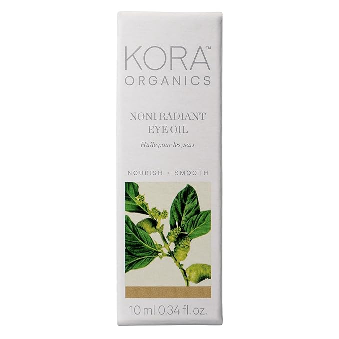 KORA Organics Noni Radiant Eye Oil with Rose Quartz Roller Ball Applicator, Under Eye Roller Serum That Helps Reduce Puffiness, Dark Circles & Wrinkles, Certified Organic, Cruelty Free, 0.34 fl oz