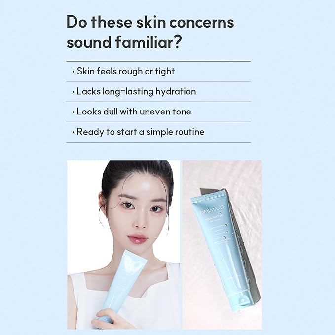 DERMA:D Korean Gel Moisturizer for Face – Lightweight Water Gel Cream with Hyaluronic Acid, EGF & Glutathione, Oil-Free Hydrating Moisturizer for Oily, Dry & Sensitive Skin, Non-Greasy, 3.38 fl oz