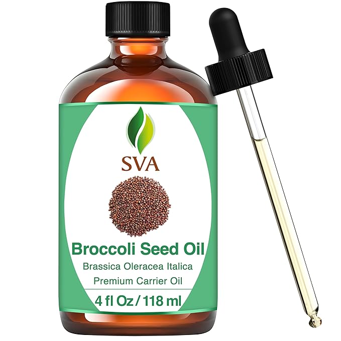 SVA Broccoli Seed Carrier Oil, Glass Bottle with Dropper, 4 Fl Oz (118 ml)