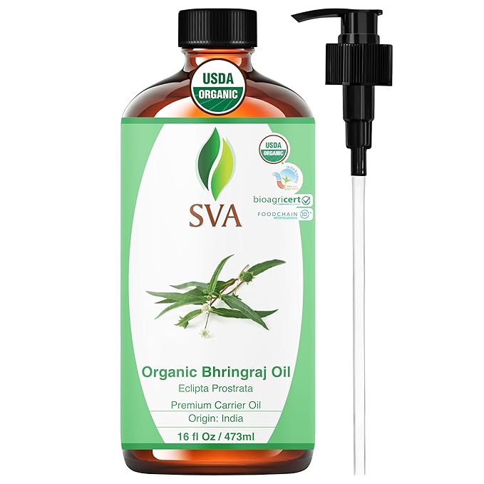 SVA Bhringraj Oil - 16 Fl Oz - for Face, Skin Care, Hair Care, Scalp Massage & Body Massage