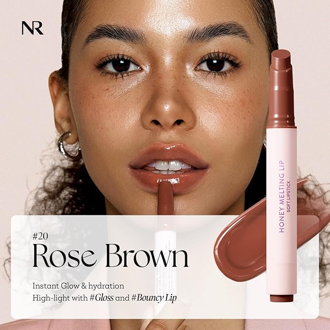Nature Republic HONEY MELTING LIP (20 ROSE BROWN) | SOFT LIP STICK, Hydrating Gloss, Moisturizing balms, Sheer tint, Shine & Nude, Glowy Finish, korean make up