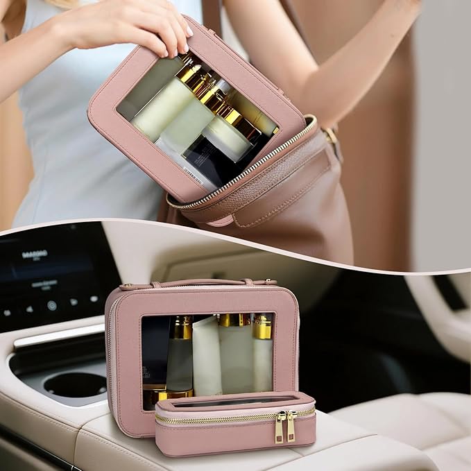FASAOH Clear Makeup Bag with Mini Cosmetic Bags,Travel Toiletry Bag for Women,Portable Cosmetic Bag Case, Transparent Waterproof Cosmetic Organizer Storage Bag for Women Men