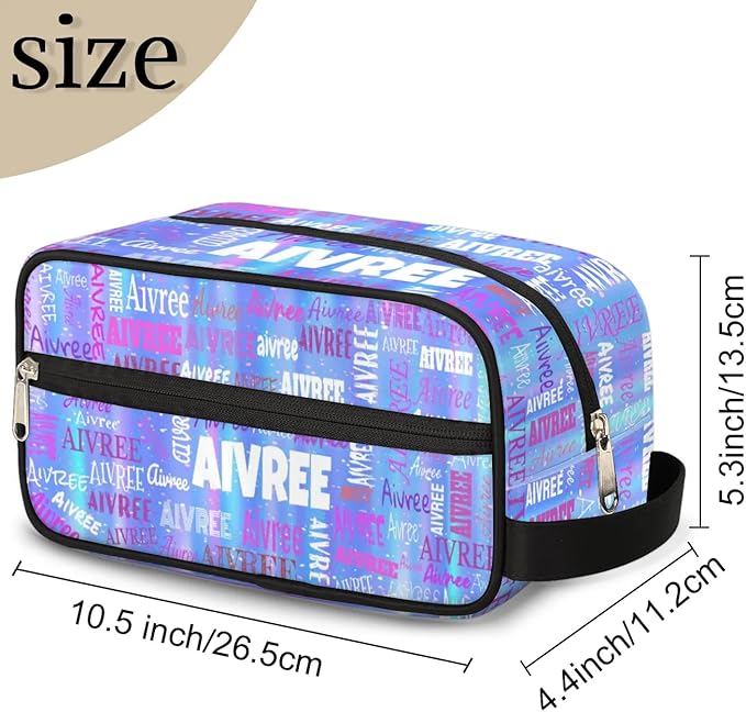KFNHN Custom Makeup Toiletry Bag, Gradient Blue Color Striped Background