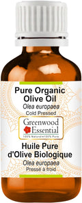 Greenwood Essential Olive Oil (Olea europaea) | Cold Pressed | Natural | Undiluted | for Diluting Essential Oils | for Hair, Skin & Massage | Men & Women | 50ml (1.69 oz)