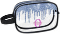 KFNHN Custom Travel Clear Cosmetic Bag with Name, Personalized Large Capacity Weekend PVC Transparent Toiletry Bag Portable Bathroom Makeup Organizer, Grey Blue Water Fluid Shape Glittering