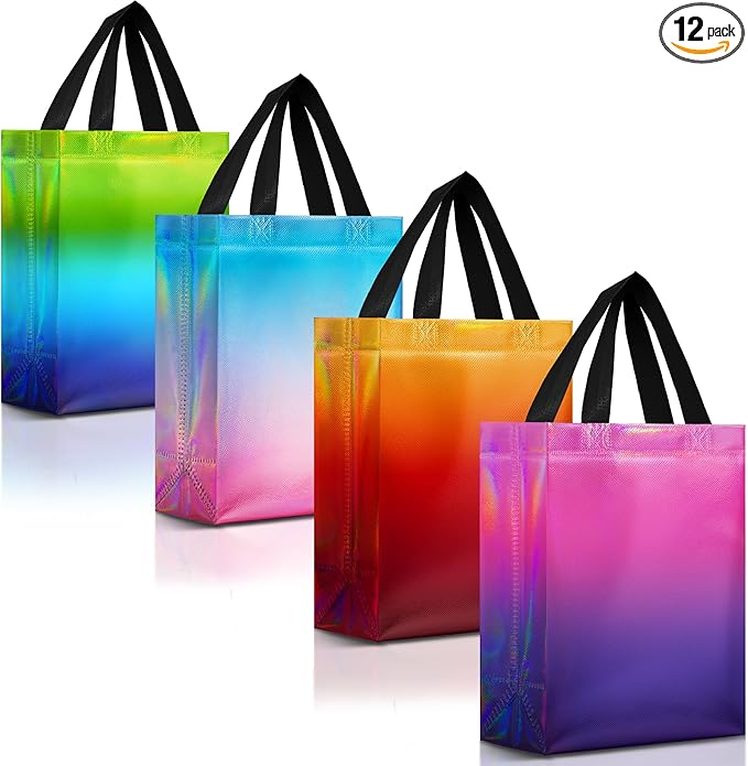 Nush Nush Medium Rise Mix Gift Bags with Handles, 8 x 4 x 10, Set of 12