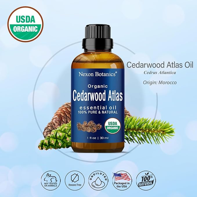 Organic Cedarwood Essential Oil 30 ml - 100% Pure & Natural - Hexane Free