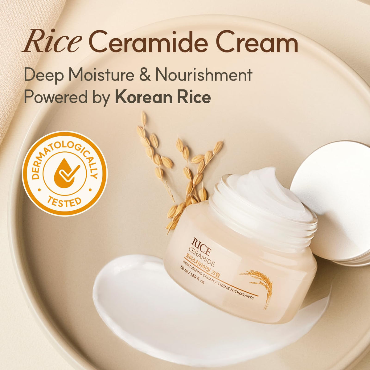 THE FACE SHOP Rice Ceramide Moisturizing Cream, Lightweight, 1.69 fl. oz.