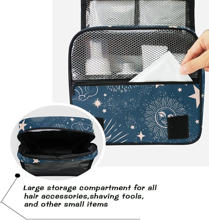 Hanging Travel Toiletry Bag Kit Makeup Case Cosmetics Organizer for Men Women (Starry Sky)