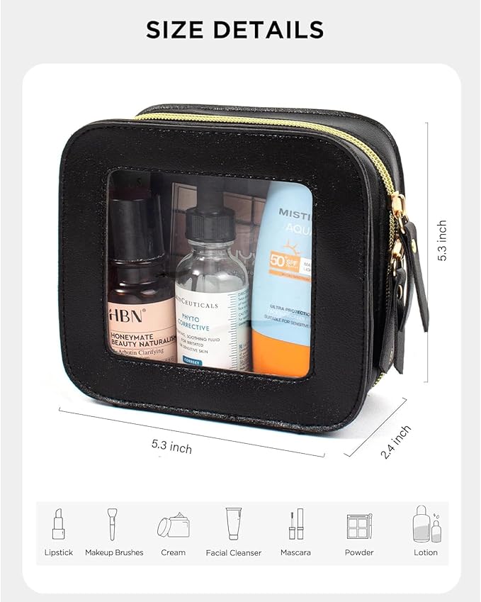 Small Clear Makup Bag, Clear Cosmetic Bags with Zipper Waterproof Small Travel Cosmetic Case Cute Make Up Pouch Mini Car Essentials for Women Travel Car Organizer