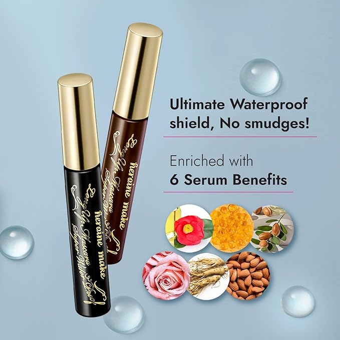 Heroine Make by KissMe Waterproof Mascara Brown | Volumizing, Lengthening & Smudge-Proof Formula | Waterproof Mascara for Long-Lasting Curl & Volume | Made in Japan