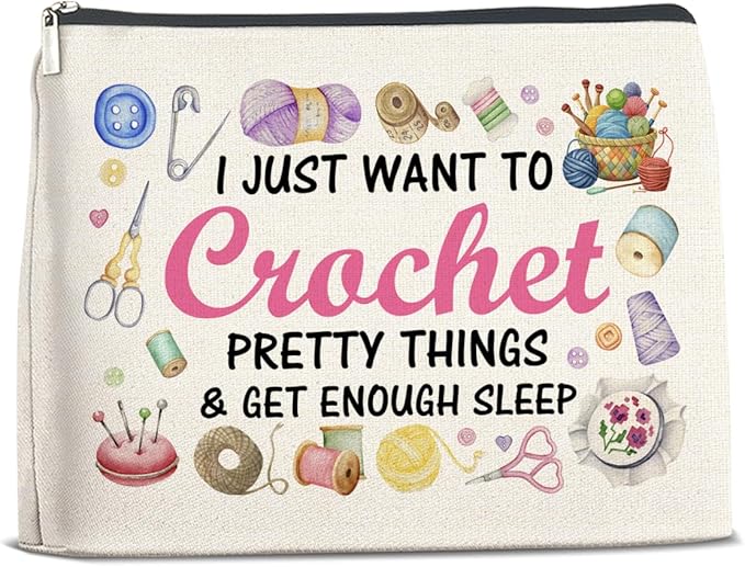 FYDHQSS Crochet Gifts Makeup Bag for Women Knitters Crocheters