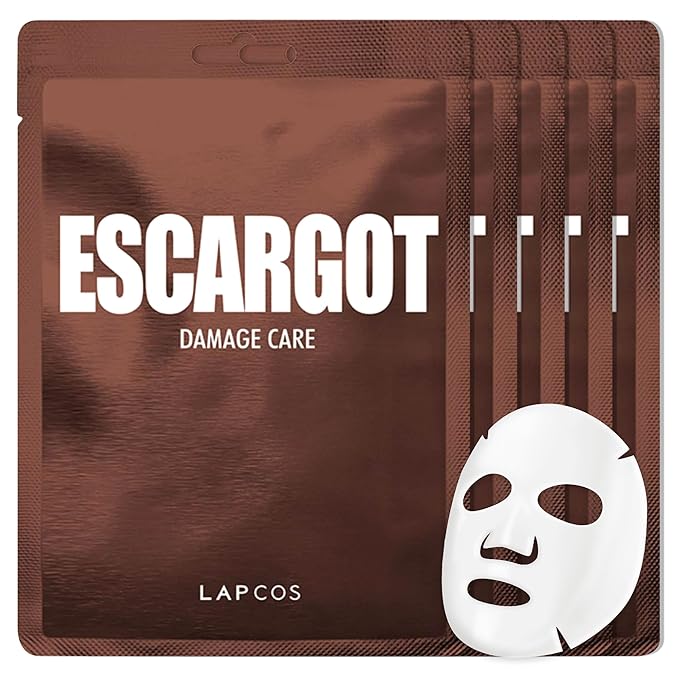 LAPCOS K Beauty Escargot Sheet - Damage Care Face Mask (Pack of 5)