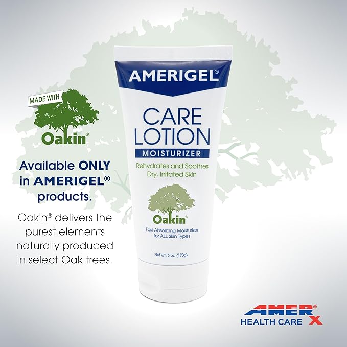 AMERIGEL Care Lotion | Hypoallergenic Moisturizer Rehydrates & Soothes Dry Irritated Skin | Supports Diabetic Skin Care, Minimizes Appearance of Hemosiderin Staining & Venous Stasis Dermatitis (6 oz)