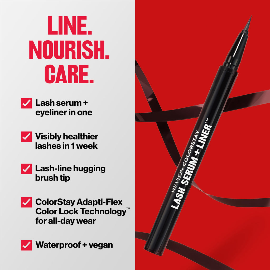 REVLON ColorStay Lash Serum + Liner, Liquid Eyeliner, 001 Blackest Black