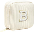 Cute Monogram Personalized Initial Makeup Bag - Cosmetic Pouch for Women, Her, Best Friend, Sister, Teacher - Birthday Gift (Letter B, Beige)