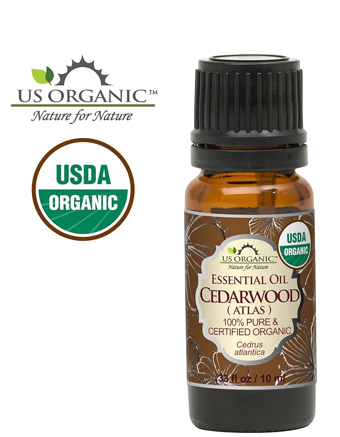 US Organic 100% Pure Cedarwood Essential Oil (Atlas) - USDA Certified Organic, Steam Distilled (More Size Variations Available) (10 ml /.33 fl oz)