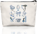 EKGJW Blue Chinoiserie Bow Hairstylist Makeup Bag, Cosmetology Student Gift for Women, Cute Hairdresser Travel Pouch, Aesthetic Blue Toile Salon Organizer for Teen Girls, 7.5 x 10 in