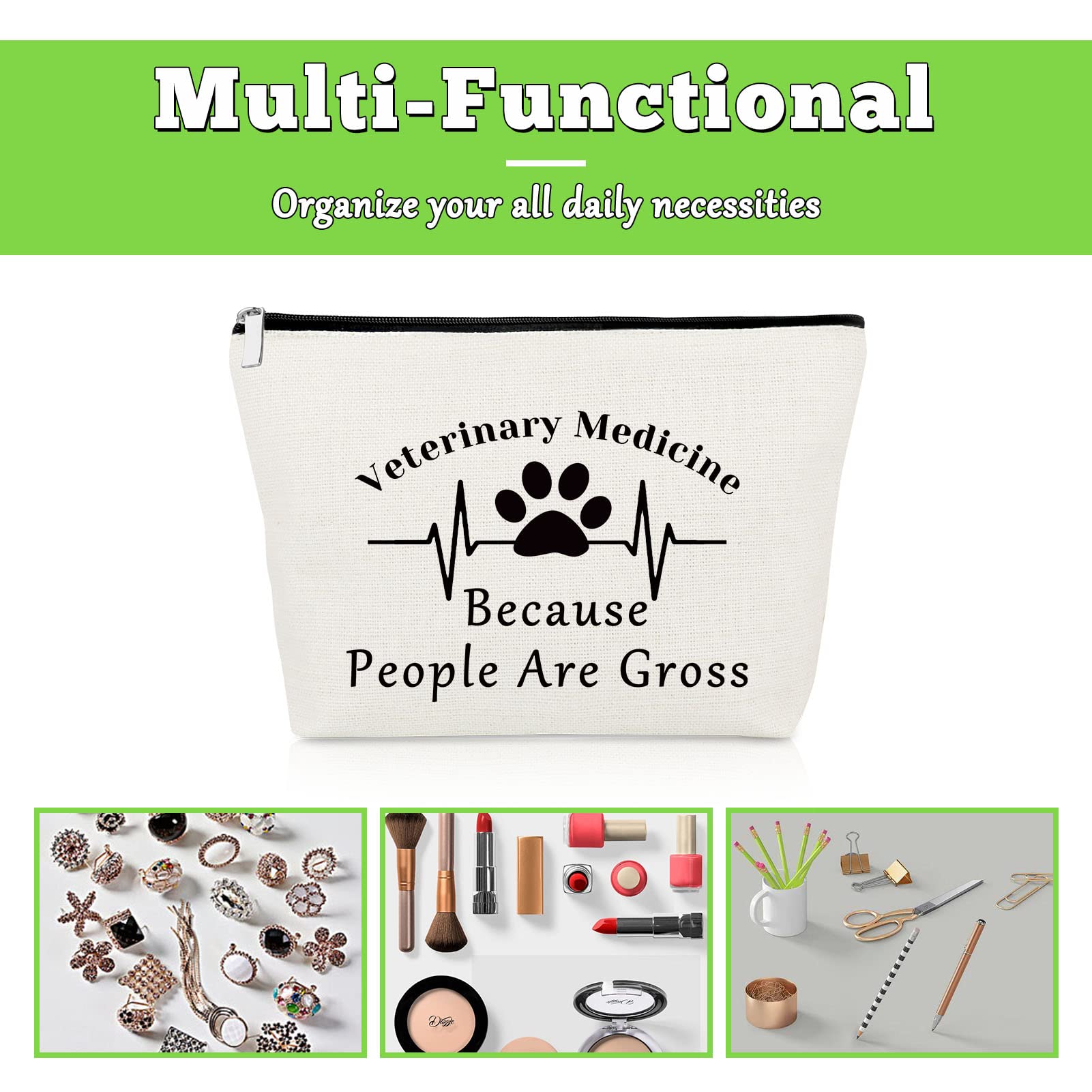 Veterinarian Gift Vet Tech Makeup Bag for Women Animal Rescue Gift Veterinary Technician Cosmetic Bag for Dog Lover Medical Graduate Dog Doctor Animal Lover Christmas Birthday Present Travel Pouch