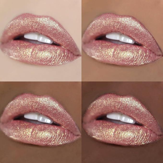 FOCALLURE Pink Glitter Lipstick for Women - Long-Lasting, Moisturizing, High Impact Shimmer Lip Color, SOUR SUGAR