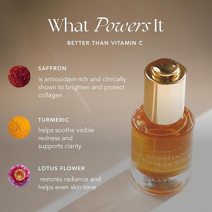 RANAVAT Brightening Saffron Serum - Vitamin C Alternative for Hyperpigmentation & Uneven Skin Tone - Leaves Skin with a Healthy Glow (0.17 oz)