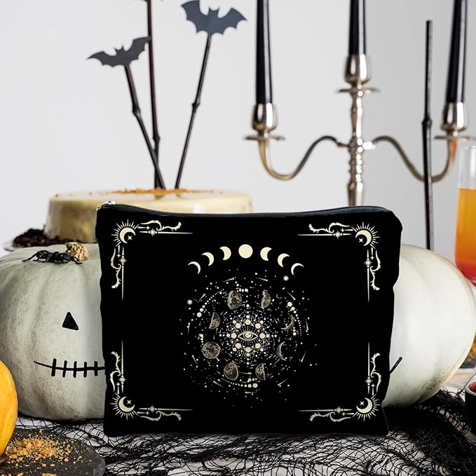 RYYCDOI Boho Celestial Moon Phase Makeup Bag - Witchy, Halloweencosmetic Bag