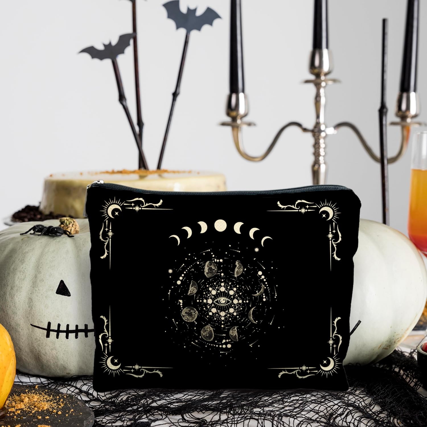 RYYCDOI Boho Celestial Moon Phase Makeup Bag - Witchy, Halloweencosmetic Bag
