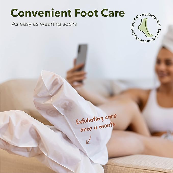 Purederm Foot Peeling Mask for Dry Cracked Feet, Exfoliating Treatment for Dead Skin & Calluses for Baby Soft Feet, 6 Pairs