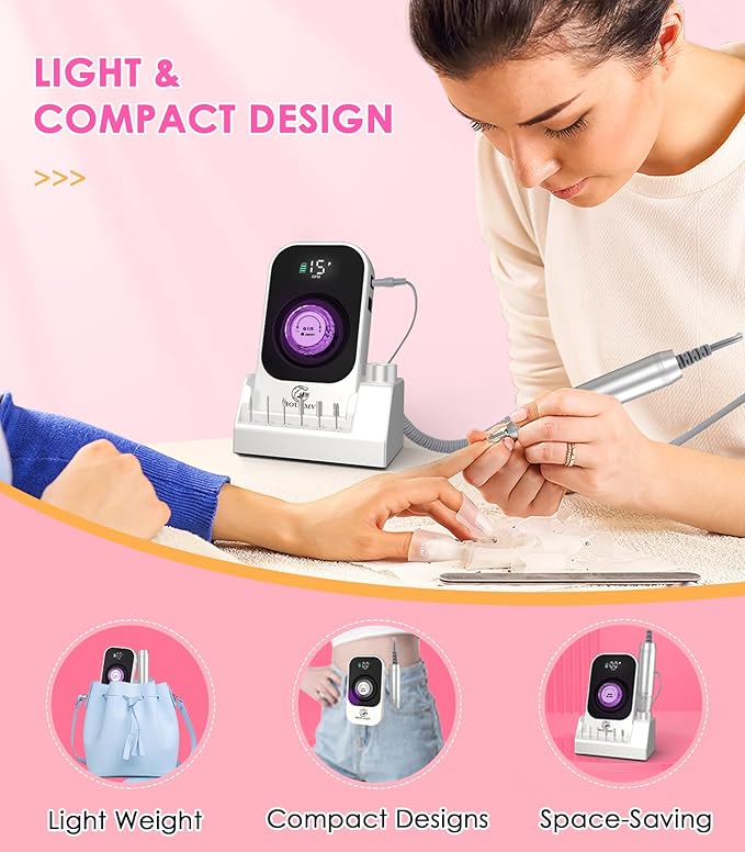 Portable Nail Drill Electric File: Professional Rechargeable E-File Machine