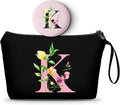 A-Z Personalized Gifts for Women, Initial Make Up Bag with Mirror, K