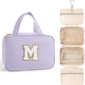 TOPEAST Travel Hanging Toiletry Bag, Personalized Initial Toiletry Pouch, Birthday Gifts for Women Mom Daughter Sister Friends, Cruise Essentials, Purple M