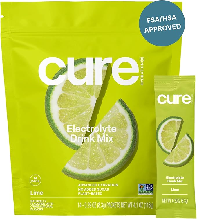 Cure Hydration - Electrolyte Drink Powder Lime 14 Packets