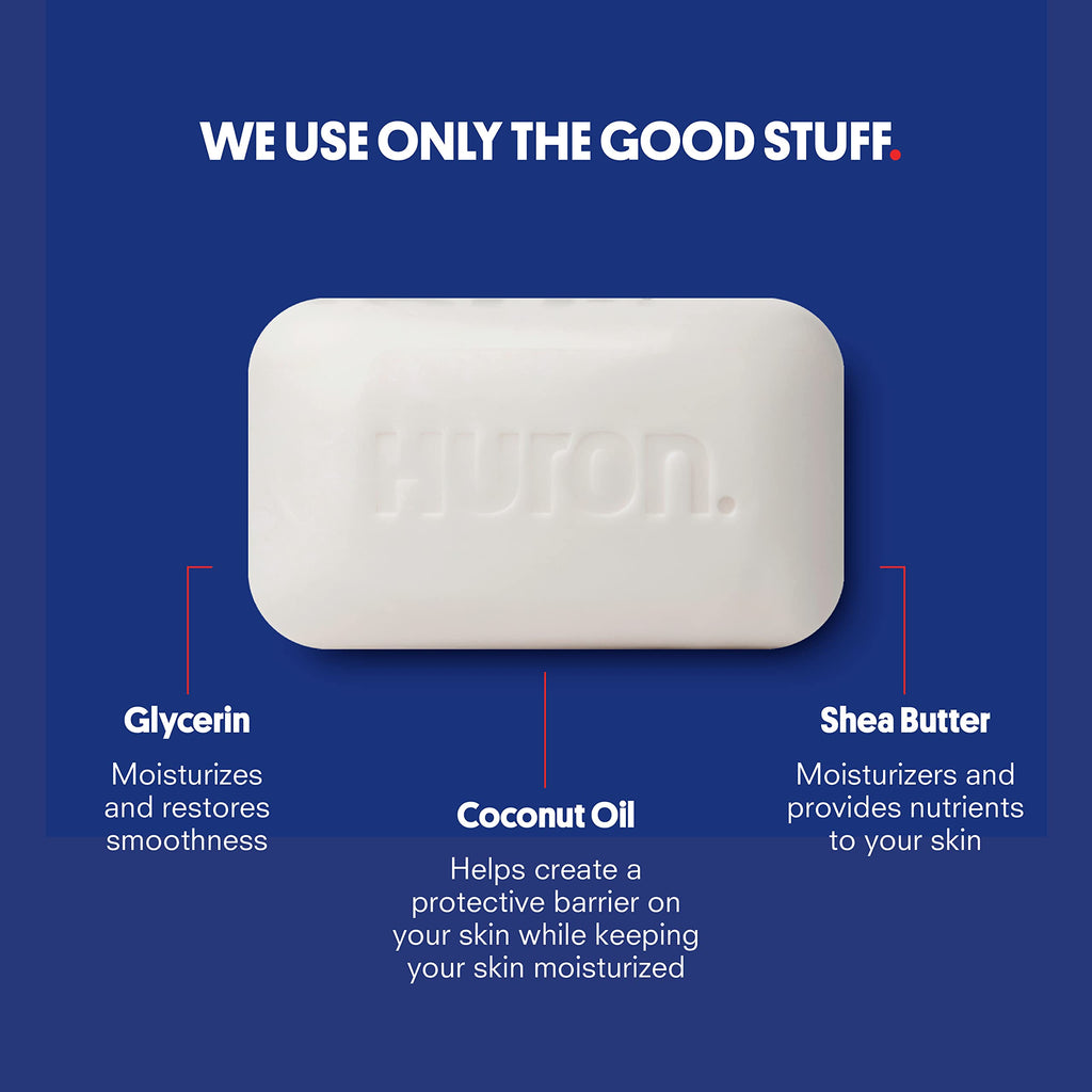 Huron Bar Soap: Citrus + Eucalyptus Scent; Non-Toxic; 3-pack (5 oz bars)