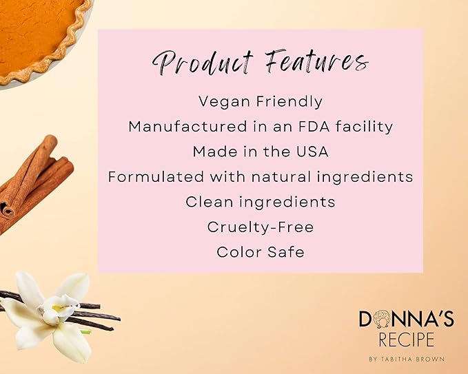 Donna's Recipe by Tabitha Brown Sweet Potato Pie Hair Butter – Lightweight, Moisture-Rich, Soothing scalp care with Vanilla & Cinnamon (6 oz)