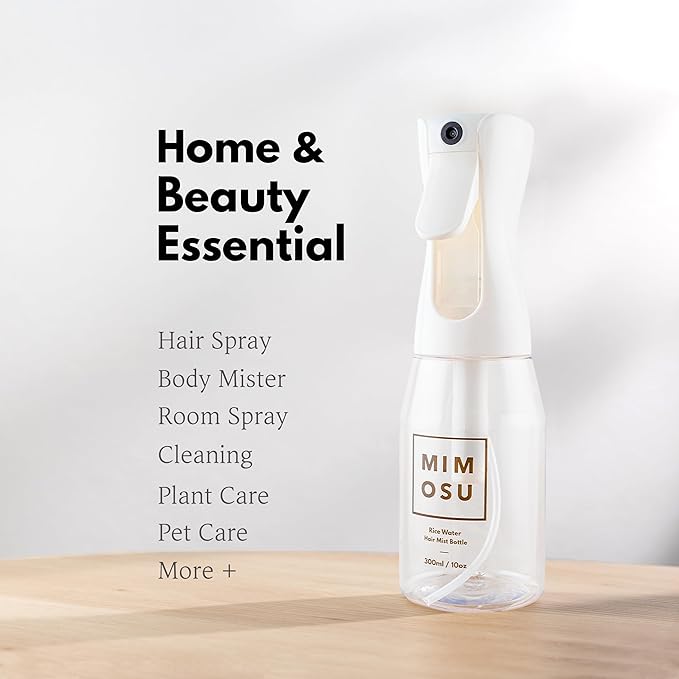 mimosu Continuous Spray Bottle for Hair - 360 Fine Mist Water Sprayer 10oz