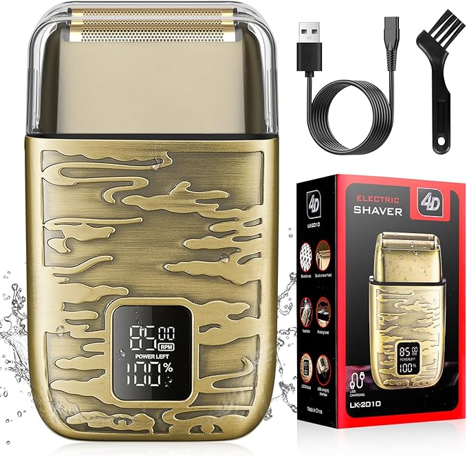 Dumite Electric Shavers for Men,3-Speeds Electric Razor,Head Shavers for Bald Men,Double Foil Beard Trimmer,Barber Supplies Waterproof Shaver, Gifts (Bronze-1)