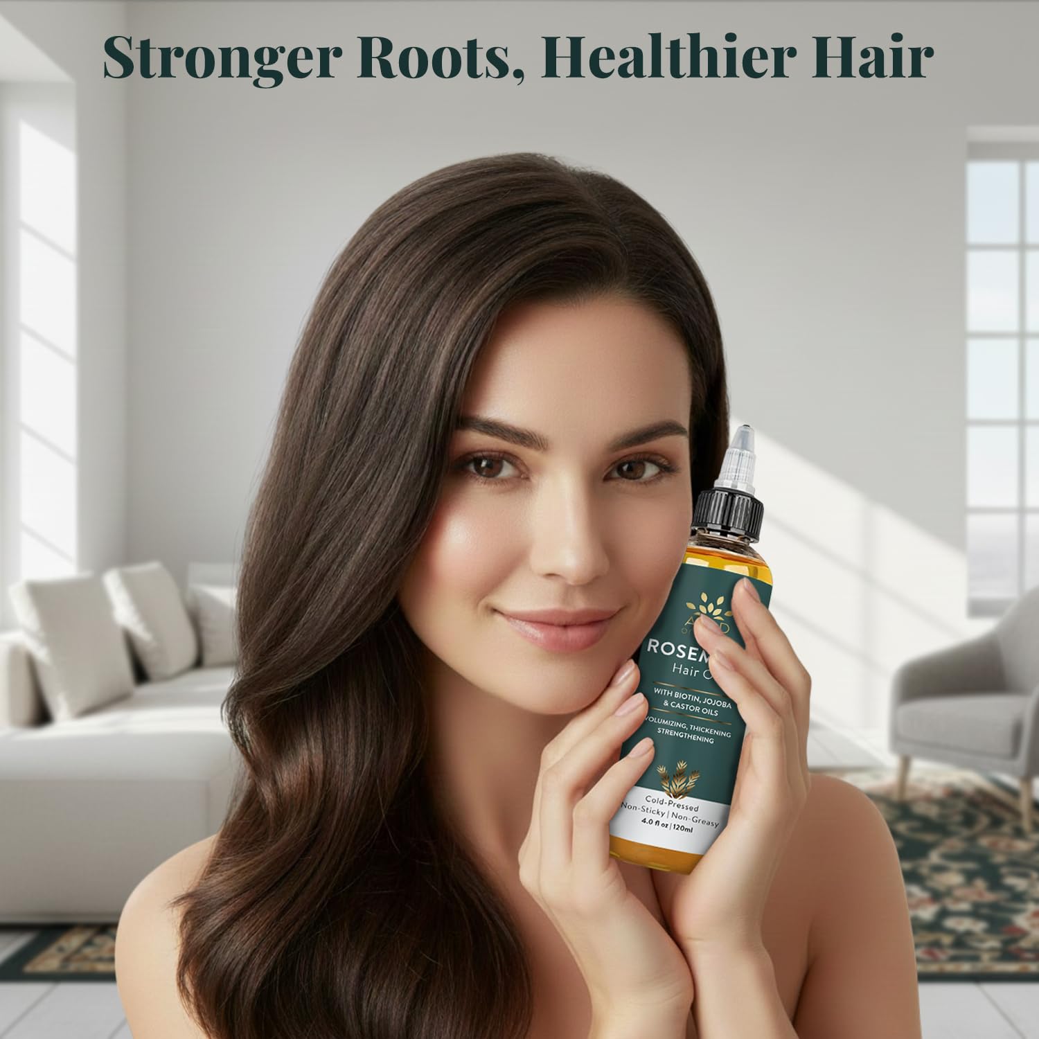 AVD ORGANICS Rosemary Oil for Hair Growth & scalp | Infused with Biotin | Hair Strengthening, Nourishing and Volumizing | infused with Jojoba & Castor Oil | NON - GMO 120ml