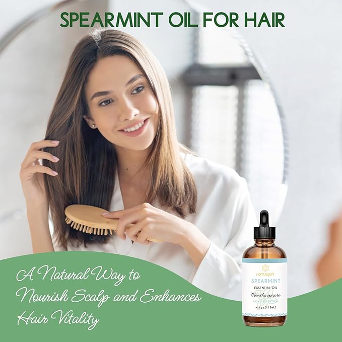 LOTUSJOY Spearmint Oil for Facial Hair, Skin, Diffuser, Room Spray, 4 Oz